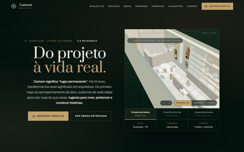 Site da Camom Arquitetura
